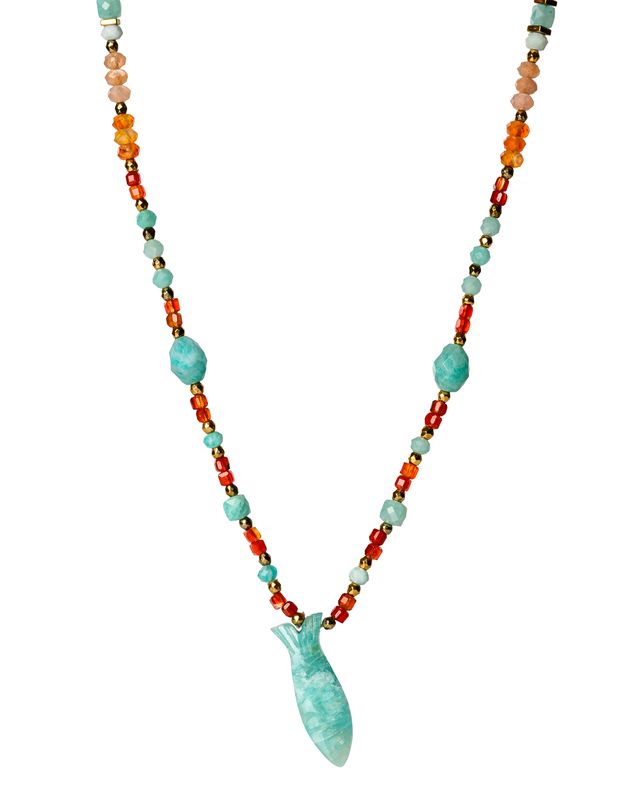 Amazonite fish with Carnelian stone