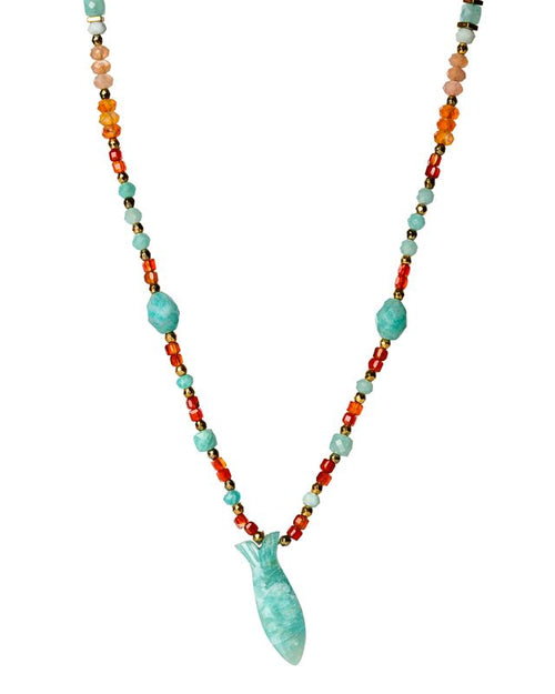 Amazonite fish with Carnelian stone
