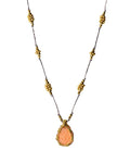 Leaf Peach Moonstone Necklace