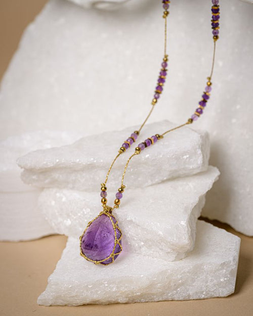 Amethyst long and adjustable Necklace