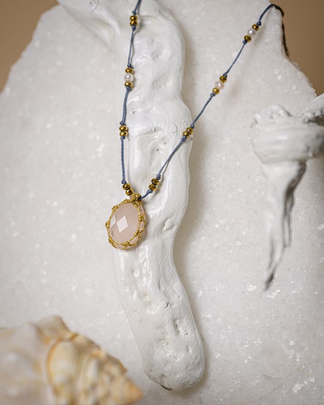 Rose Quartz simple Neckalce