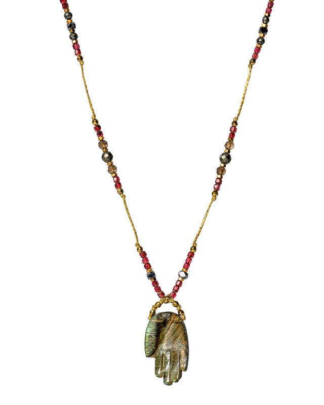 Fatima hand with Labradorite stone