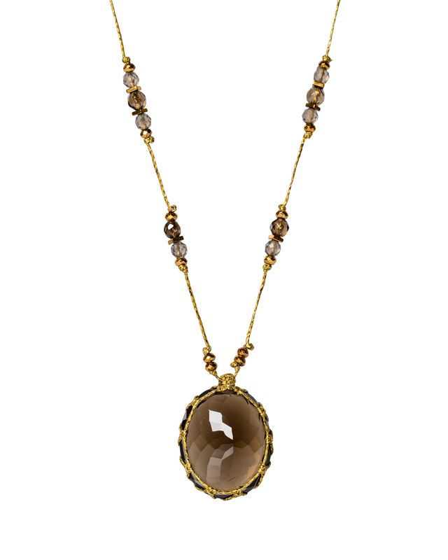 Long Smoky Quartz adjustable Necklace