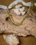 Double necklace with irregular Pears and Peridot
