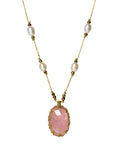 Rose Quartz adjustable Pearl necklace