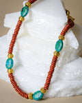 Red Jasper with Chrysocolla stones short necklace