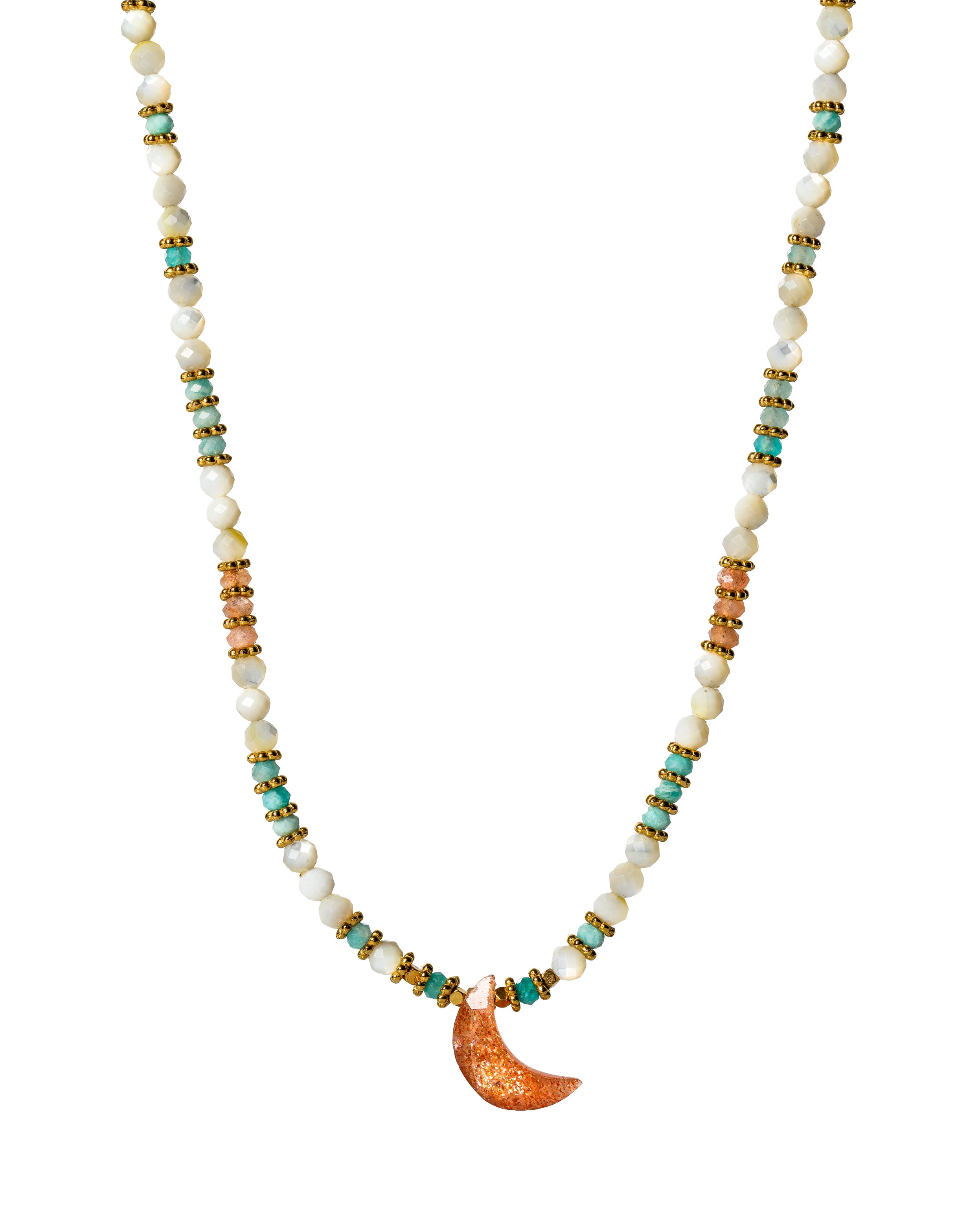 Peach Moonstone moon Necklace