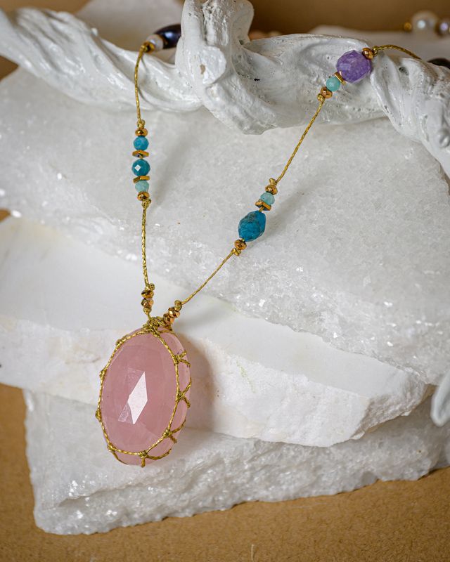 Rose Quartz long adjustable Necklace