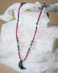 Rubies with moon necklace short length