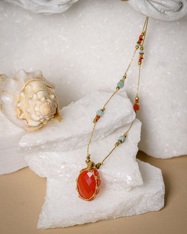 Carnelian neckalce with amazonite