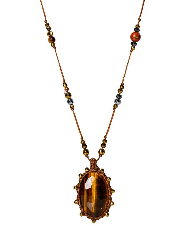 Tiger's Eye earthy long and adjustable necklace