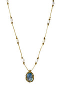 Filema Labradorite Necklace with oval pearls