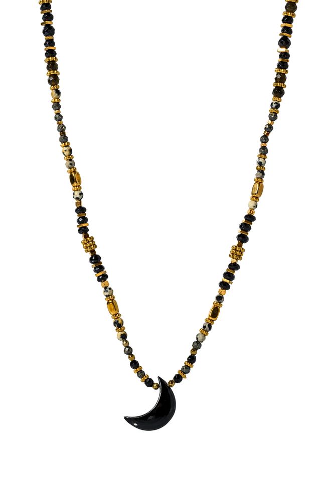 Black Onyx moon full Necklace