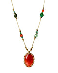 Carnelian long adjustable Necklace with green tones