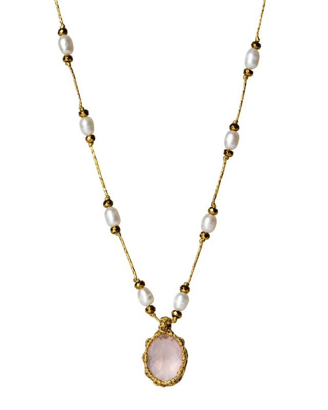 Rose Quartz pearl Necklace