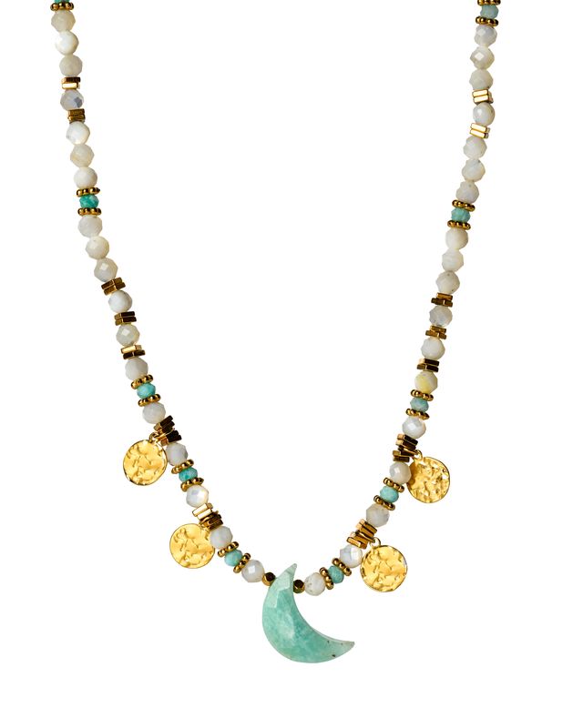 Amazonite half moon necklace boho style