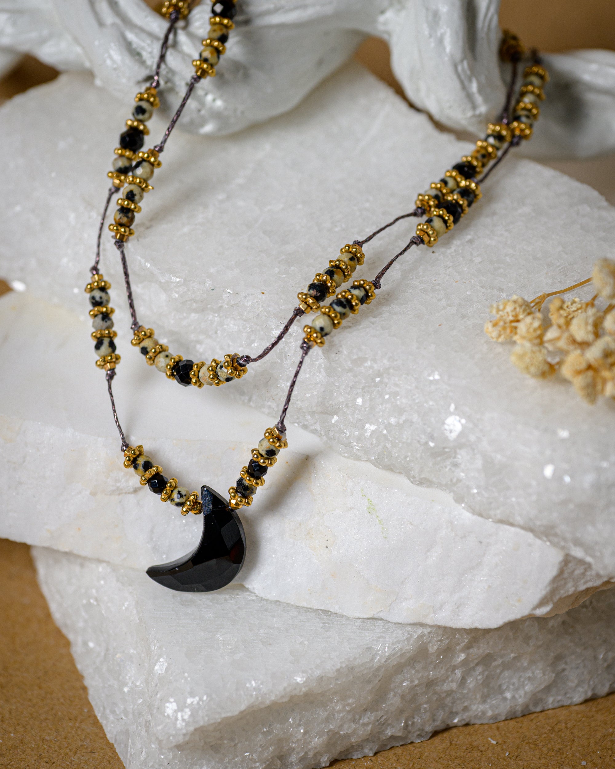 Black Onyx Moon light Necklace