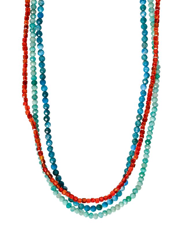 Triple necklace with Apatite , Amazonite and Carnilian