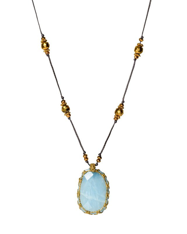 Aquamarine simple long Necklace