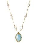 Aquamarine pearl Necklace adjustable
