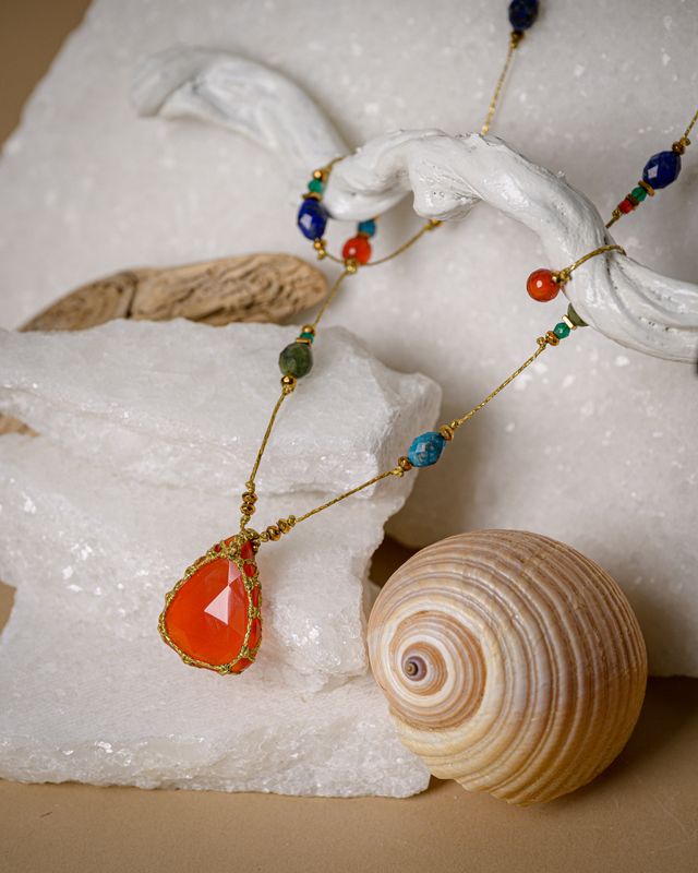 Carnelian colorful and adjustable long Necklace