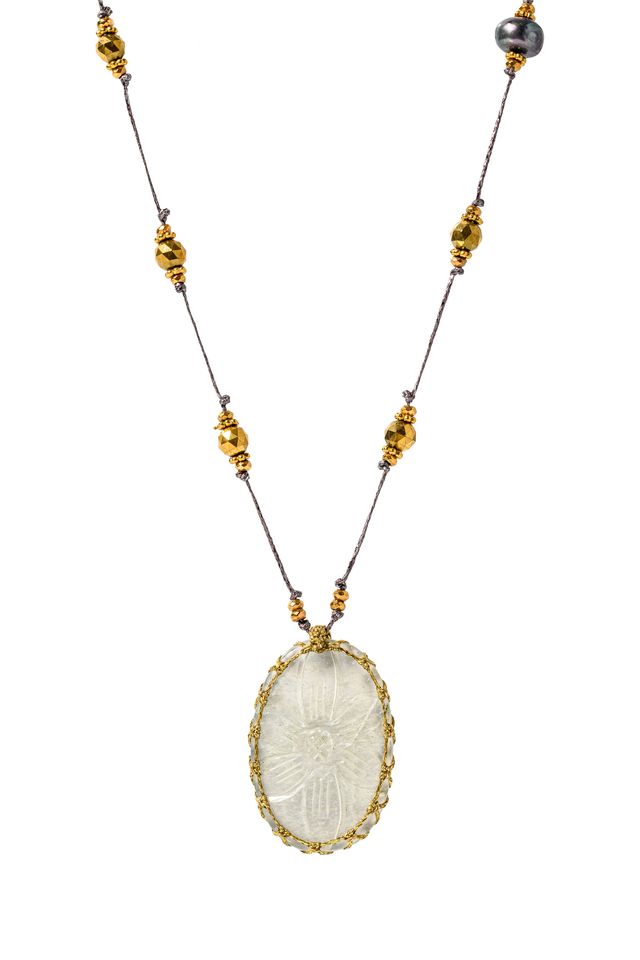 Grey Moonstone Flower Necklace