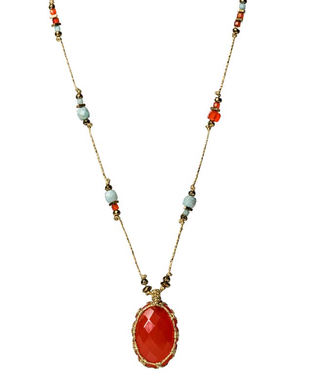 Carnelian neckalce with amazonite