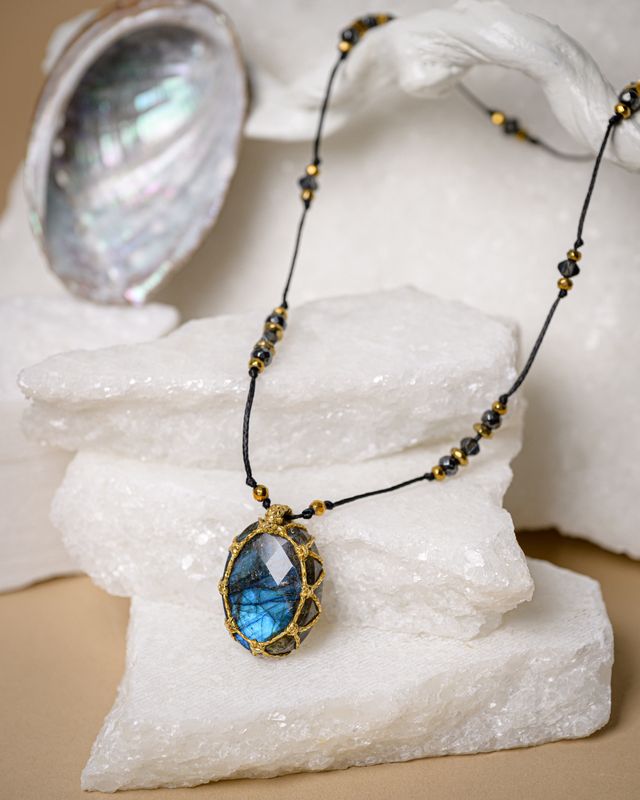 Labradorite adjustable and long neckalce