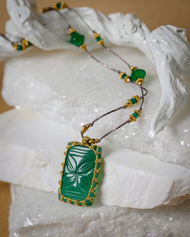 Green Onyx Flower Necklace
