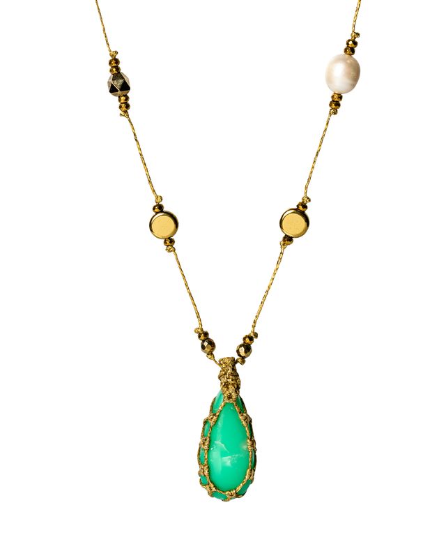 Chrysoprase long adjustable necklace