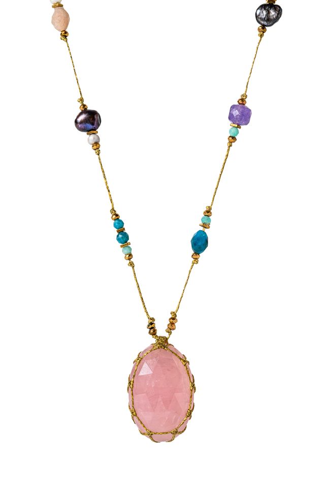 Rose Quartz long adjustable Necklace