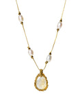Citrine adjustable necklace with pearls