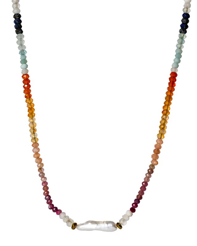 Sunset Necklace with central Pearls